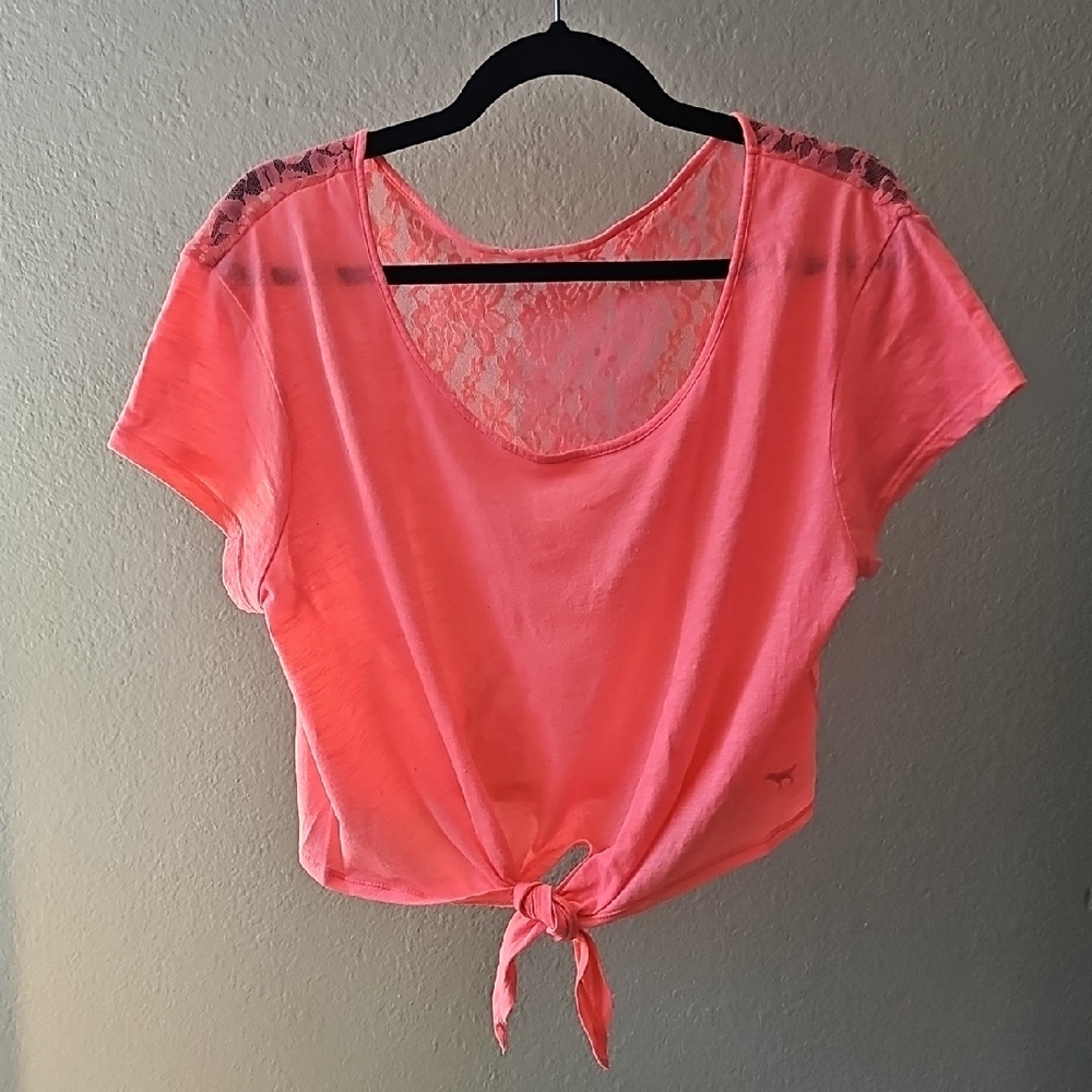 Victoria's Secret Lace Detail Tie-Front Top